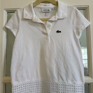 Lacoste Girls' White Polo with Eyelet Hem